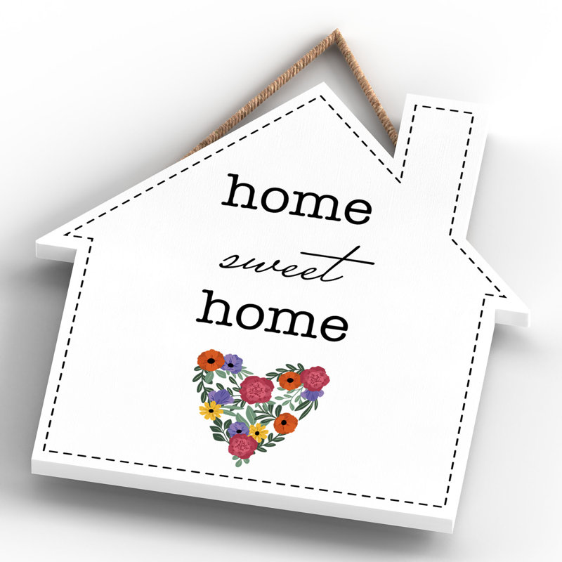 Home Sweet Home House Wooden Hanging Plaque, 9.9cm H x 9.9cm W x 0.5cm D