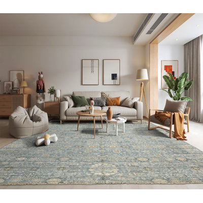 Tapis moderne et contemporain tibétain en laine et soie noué à la main 8 pi 10 po x 11 pi 6 po