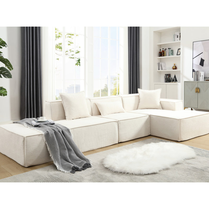 Canapé modulaire en L - beige, spacieux et élégant pour les espaces de vie contemporain et confortable pour votre maison