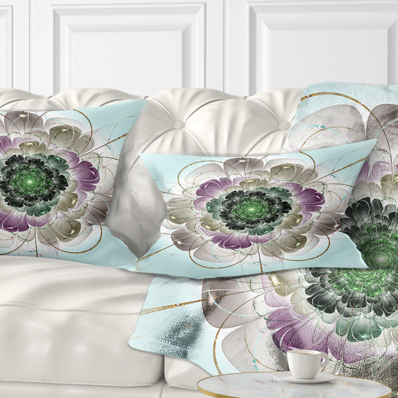 Coussin lombaire abstrait à motif floral fractal