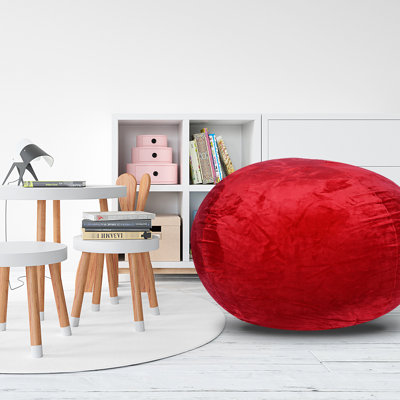 Fauteuil à billes Red Velvet - Siège de 5 pi avec housse lavable, matériau extensible, confortable pour et adultes, tissu en mousse
