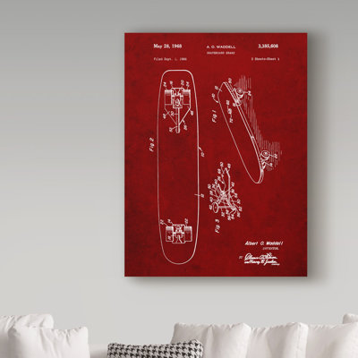 Manilo 'Skateboard' Drawing Print on Wrapped Canvas