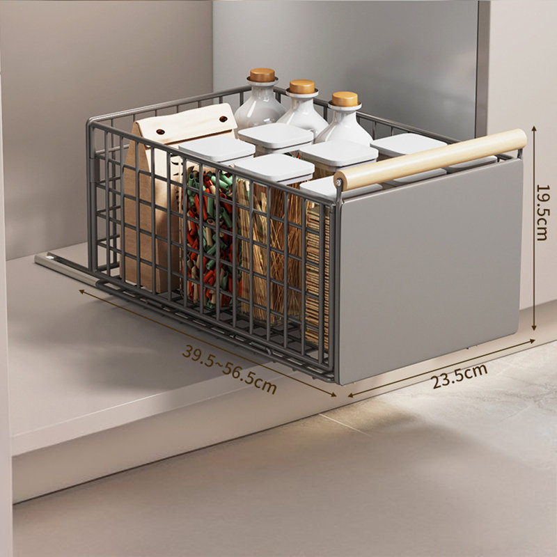 Metal Kitchen Extendable Drawer, Telescopic Kitchen Cabinet Drawer Pull-Out Cupboard Organiser, No Drilling Under Sink Shelf