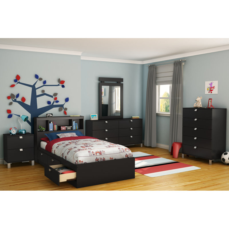 Spark Kids Twin Platform with Drawers, Black
