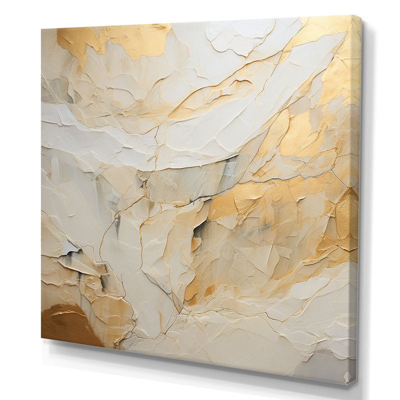 Art sur toile, formes abstraites de glacier beige et doré II, Toile tendue, H 24 po x l 24 po x P 1 po