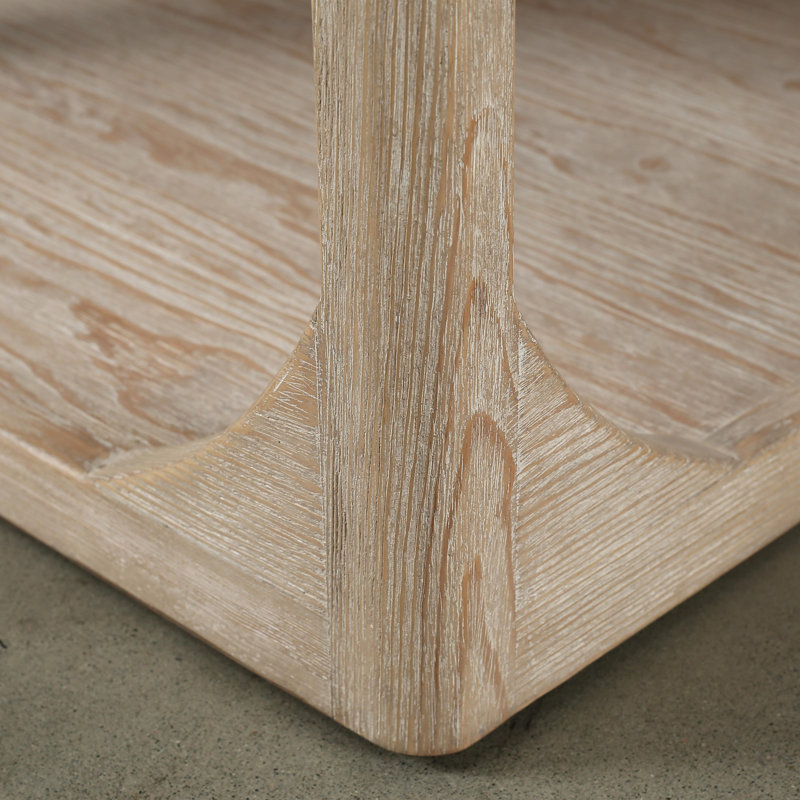 Peking Ming Solid Wood Coffee Table, 15.75" H x 66.93" L x 43.31" W, Weathered Whitewash