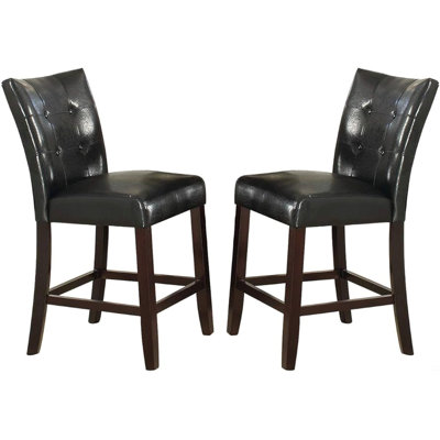 Counter Height Chairs Faux Leather Tufted Set Of 2 High Chairs Dining Seating
