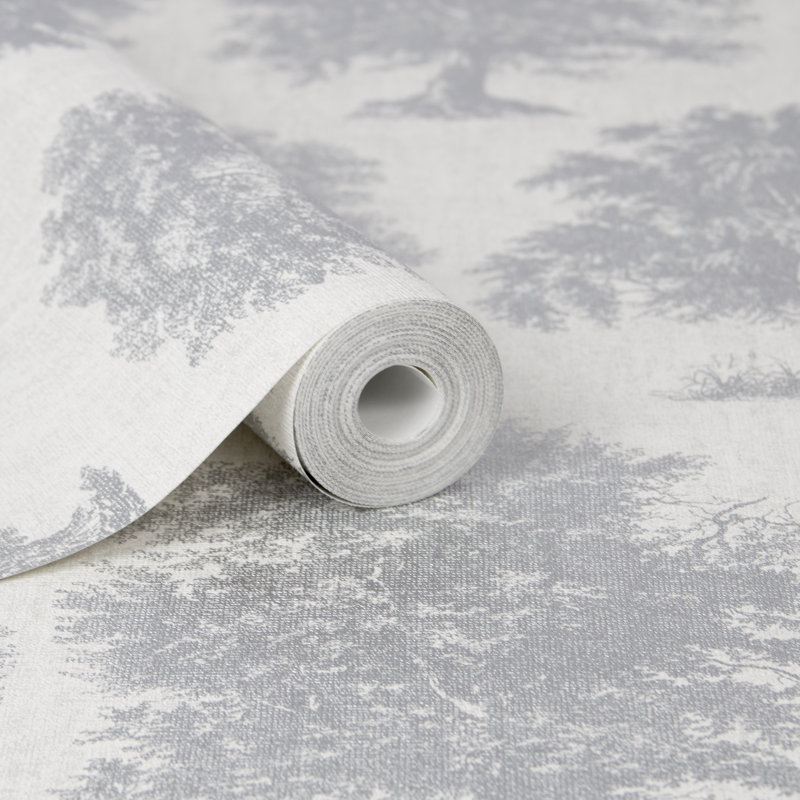 Floral Metallic Wallpaper Roll, Silver