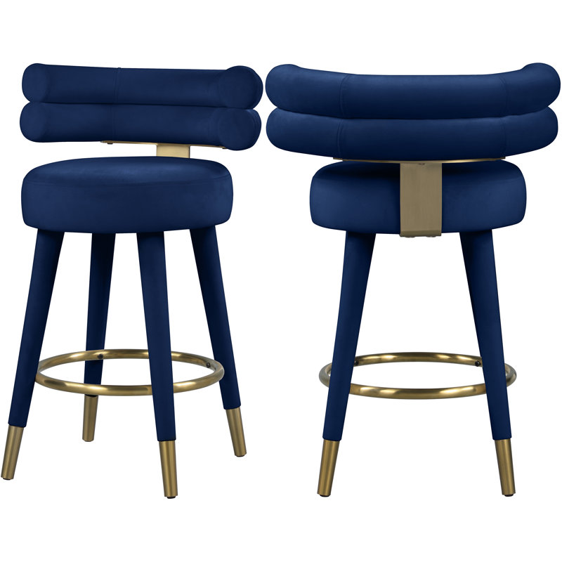 Tabouret de comptoir 26,5 po Reimers, Velours marine
