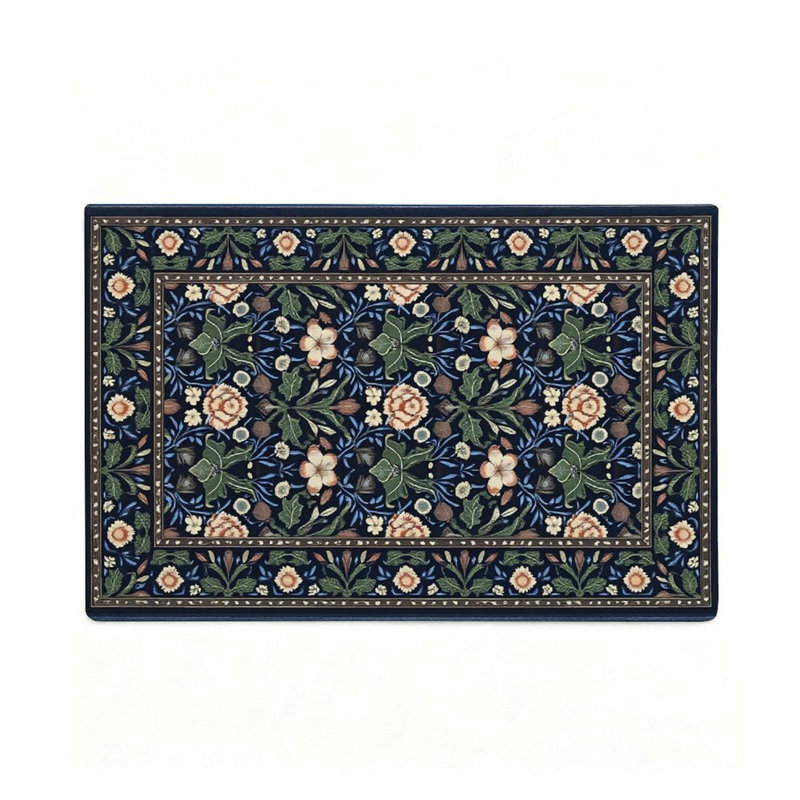 Tapis floral bleu marine 47 po x 31 po