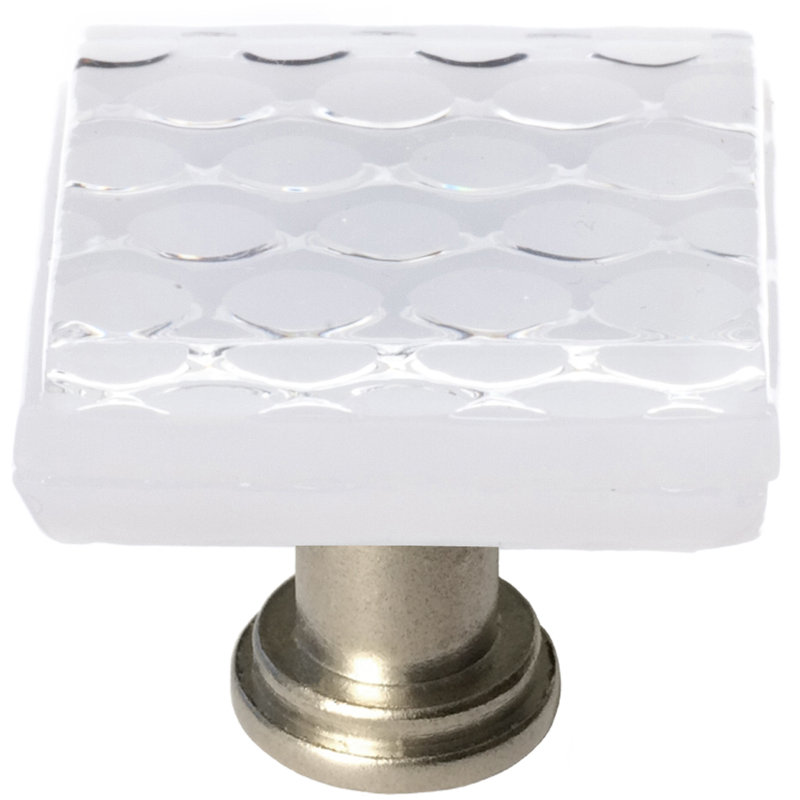 Texture Square Knob, White, Satin Nickel