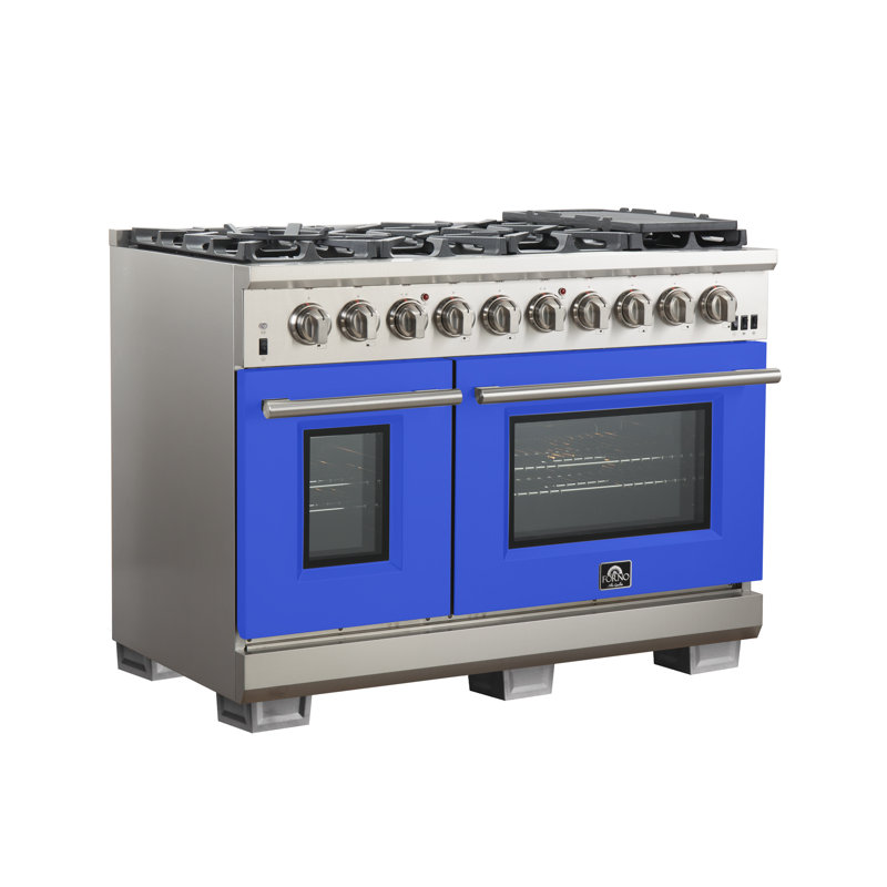 Capriasca 48" 6.58 cu. ft. Freestanding Gas Convection Oven, Blue