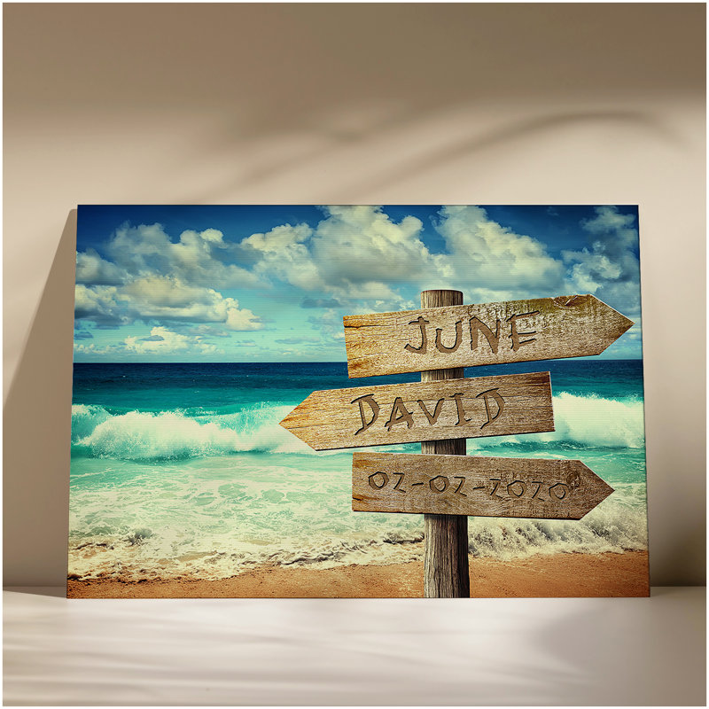 Art mural en bois personnalisé avec panneau de plage avec noms et date personnalisés, H 30 po x l 20 po, Oui
