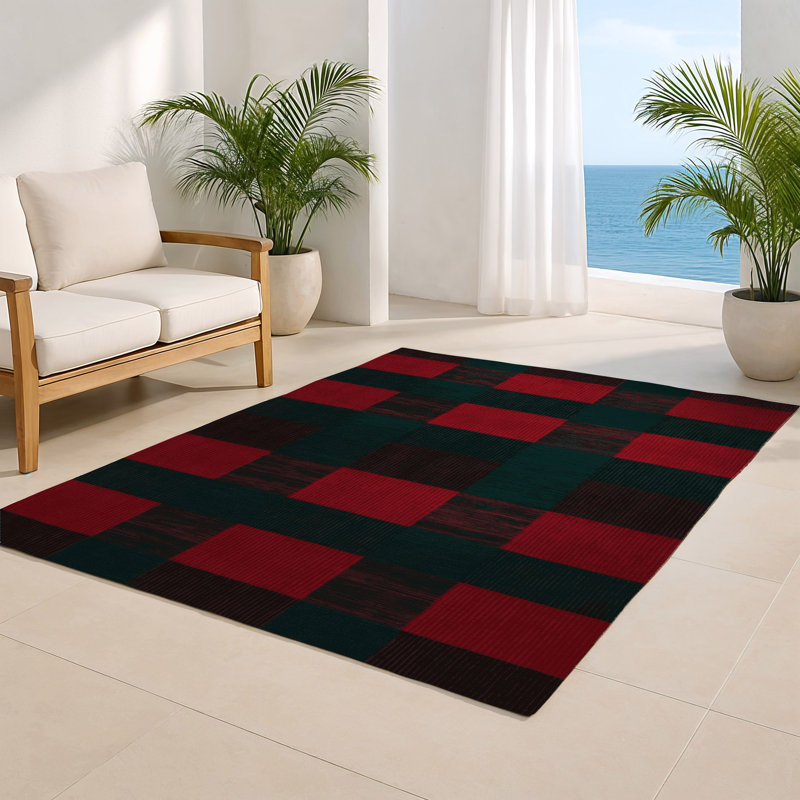 Tapis d'intérieur et d'extérieur à carreaux gris, Rectangle 5 pi x 7 pi