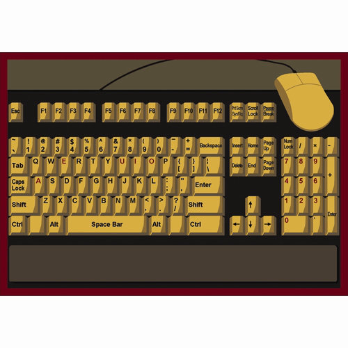 Educational Keyboard Connection Area Rug, Rectangle 5'4" x 7'8"