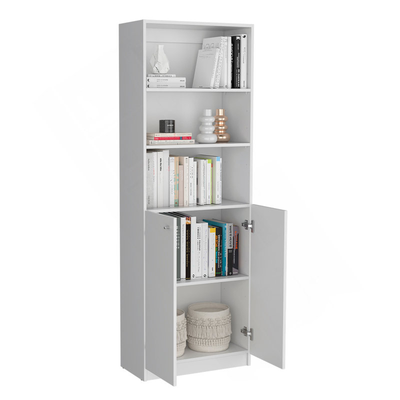 Ensemble de bibliothèque 3 pièces Poole, 67 po de largeur avec 12 tablettes et armoire à 2 portes, ensemble de salon blanc