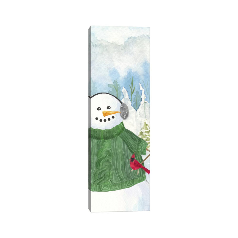 Snowman Christmas Vertical I by Tara Reed - Wrapped Canvas Painting, 30.48 cm H x 91.44 cm W x 3.175 cm D