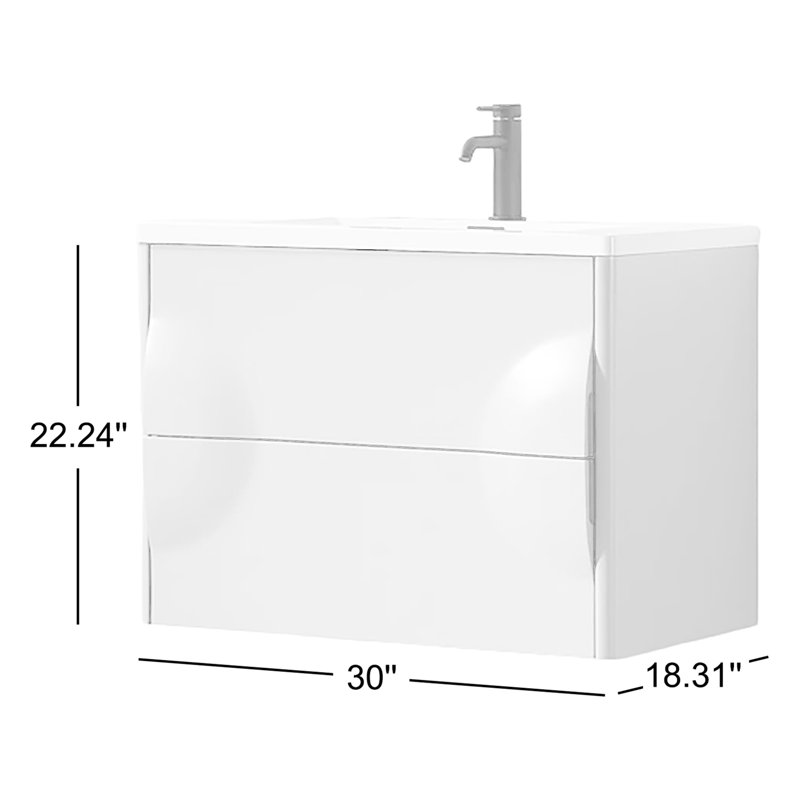 Ensemble de meuble-lavabo simple 30 po Armande, Gris clair