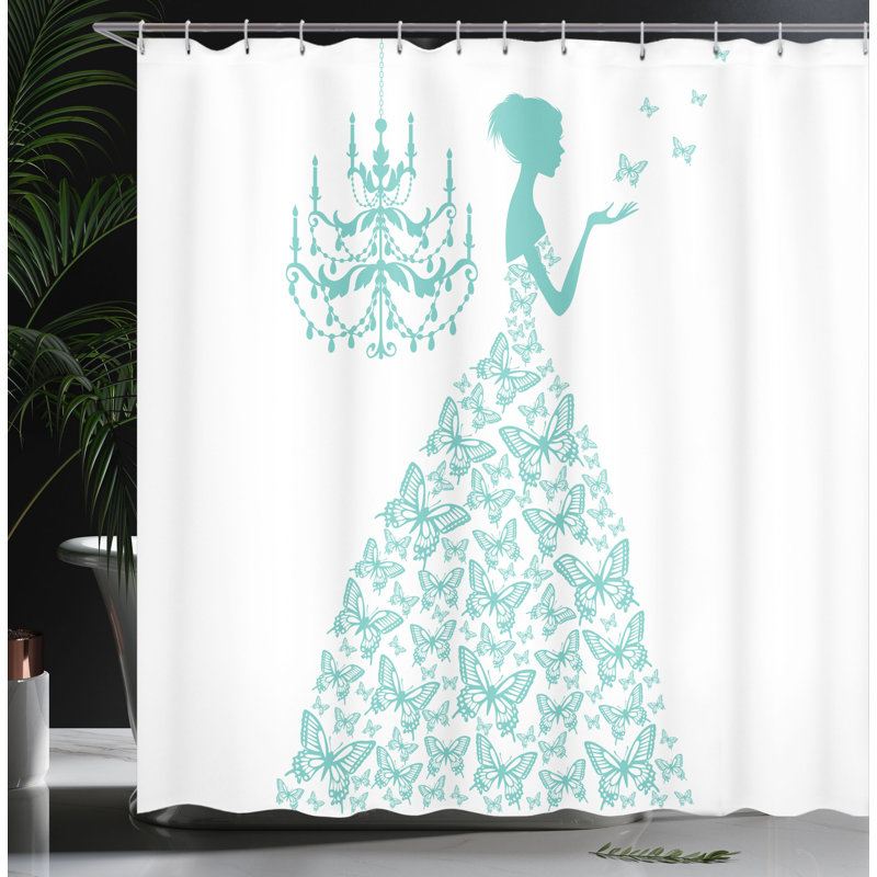 Ensemble de rideau de douche et crochets love, H 84 po x l 69 po