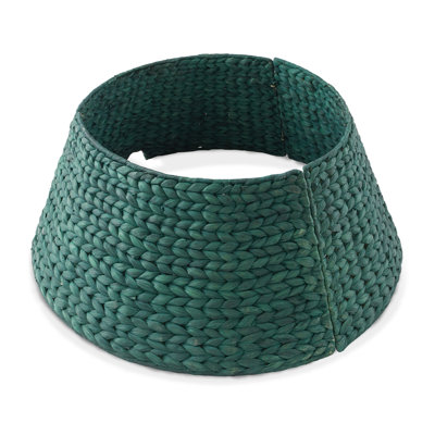 24-in Water Hyacinth Christmas Tree Collar with Cord Cut Out - Green