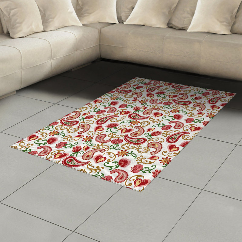 Paisley High Density Long Fiber Poly Threads Decorative Area Rug Carpet, Rectangle 4' x 5'8"