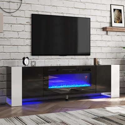 Metro Lane 178 cm W Black Electric TV Stand with 5120 BTU