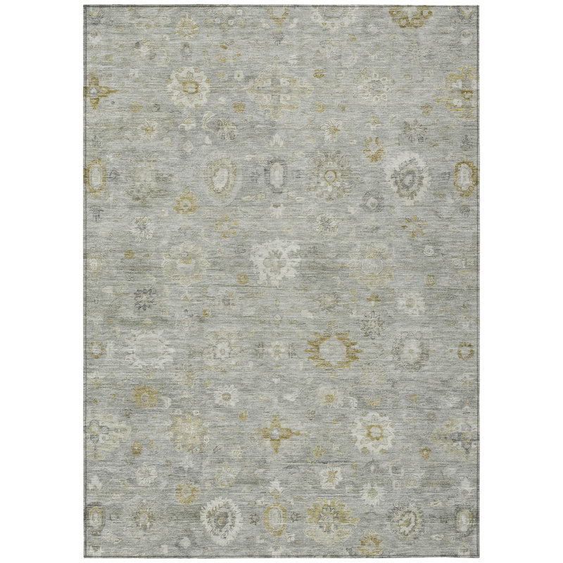 Machine Washable Indoor/Outdoor Xhevrie Gray Rug, Rectangle 8' x 10'