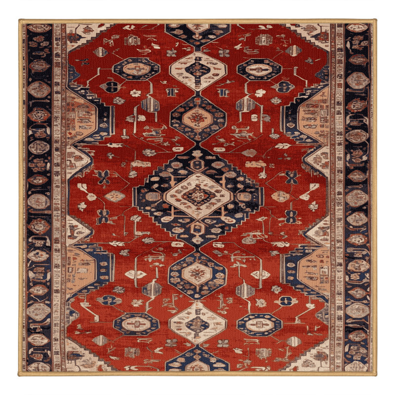 Machine Washable Persian Brown Area Rug, Square 5'