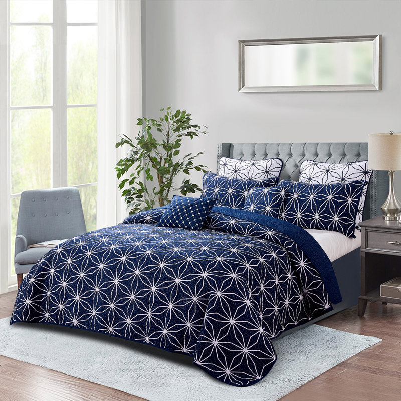 Ensemble de courtepointes en microfibre 7 pièces Memphis, Grand lit