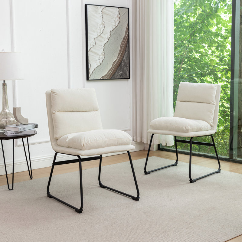 Ensemble de 2 chaises de salle à manger Housand Milos, Blanc vanille
