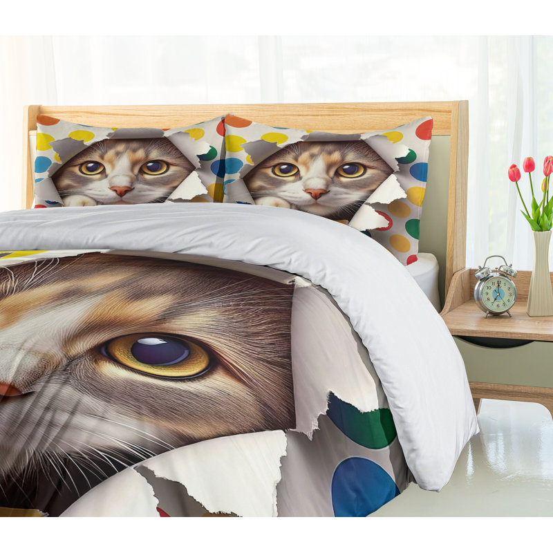 Cat Duvet Cover, California King Duvet Cover + 2 Standard Shams