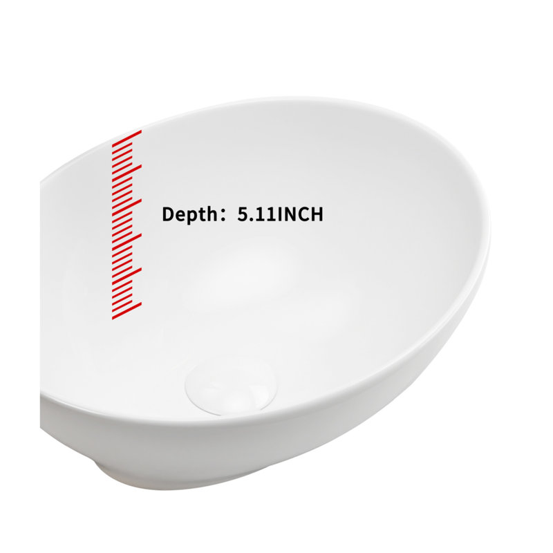 16 po X 13 po X 5,5 po Lavabo de salle de bain ovale en céramique