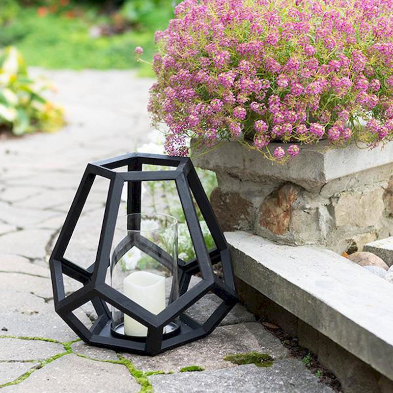 12.8'' H Wood Tabletop Lantern