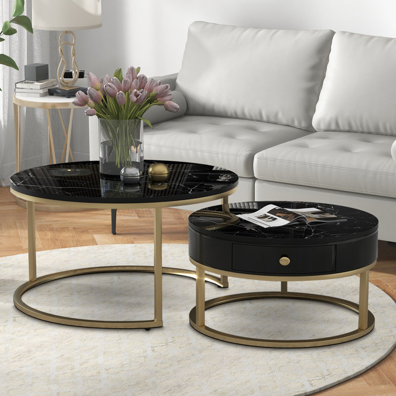 Adeliah Frame Coffee Table with Storage, Black