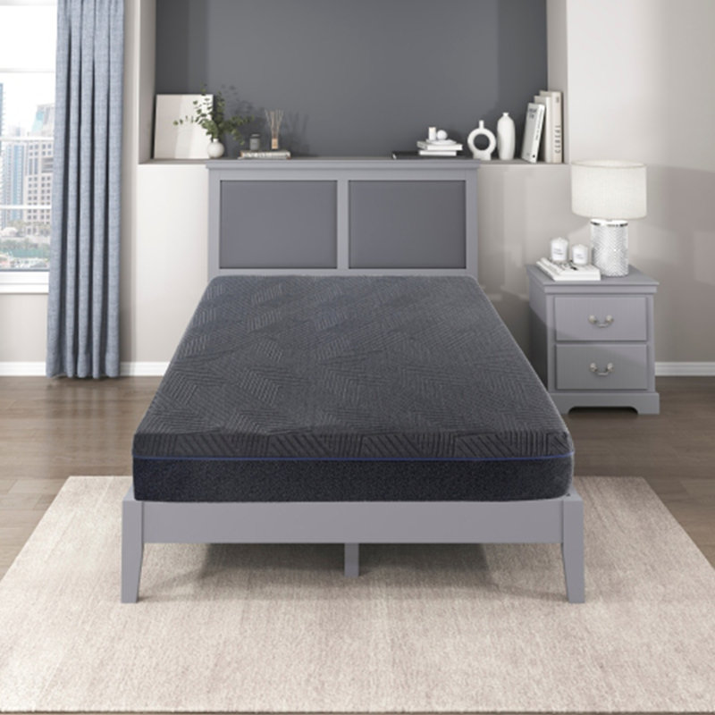 11" Green Tea Gel-Infused Memory Foam Mattress - Grey, Boxed for Elegance, Queen