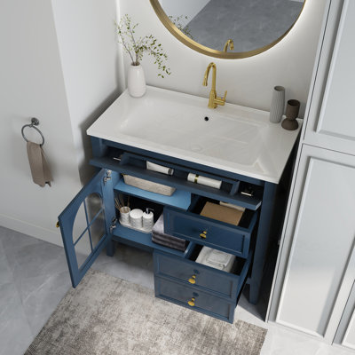 35.6" Mid-Century Bathroom Vanity Sink