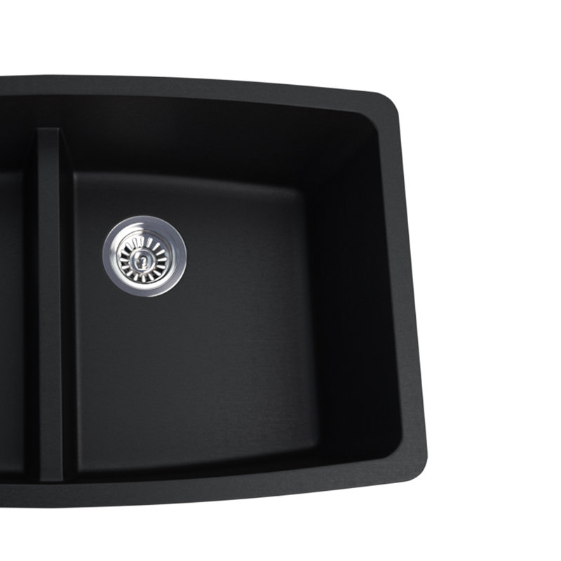 Bluva 33 po Évier de cuisine en granite à double cuve en noir, Noir mat