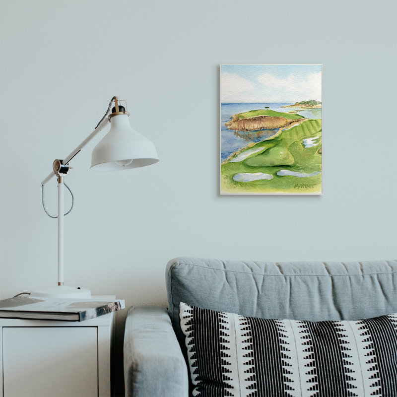 Pebble Beach Cliffside Golf Course par Melissa Hyatt LLC - Peinture sur toile, H 19 po x l 13 po x P 0,5 po, Plaque murale