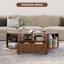 47.2'' Oval Coffee Table With Storage, Fluted Accent Centre Table With Draw And Sliding Tambour Doors-1094752005