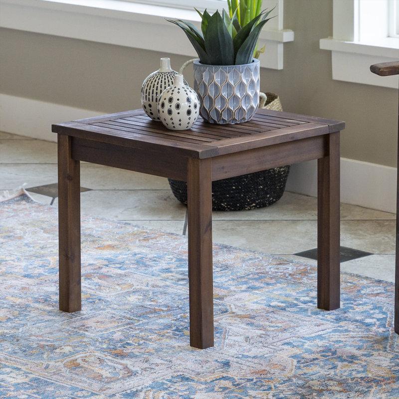 Table d'appoint en bois massif Harbison, Brun foncé