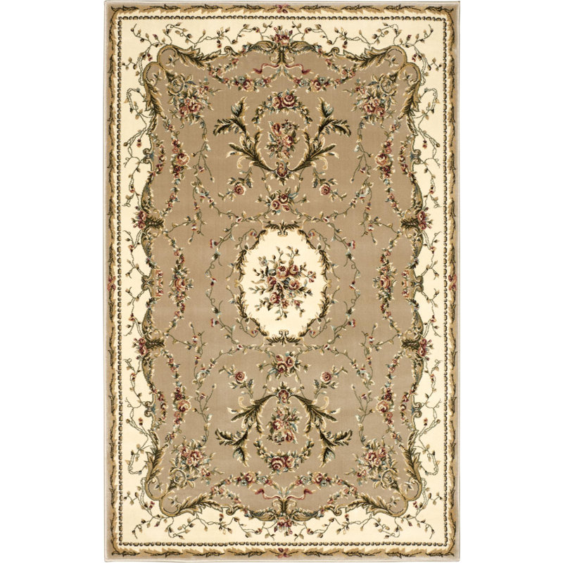 Tapis crème à motif floral Sherley, Rectangle 3 pi 9 po x 5 pi 9 po