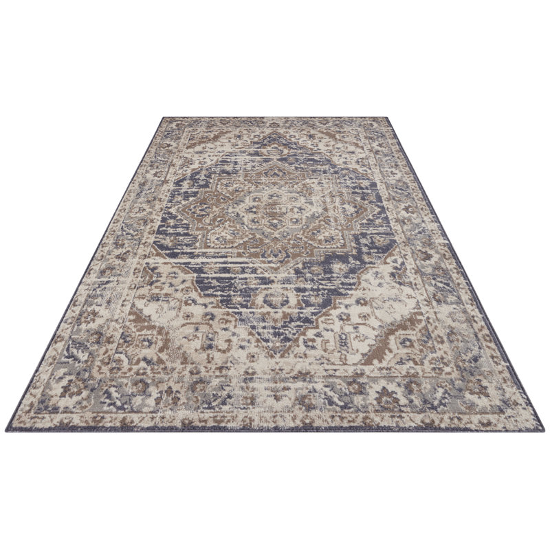 Terrain Ivory/Grey/Blue Rug, Rectangular 160cm x 235cm