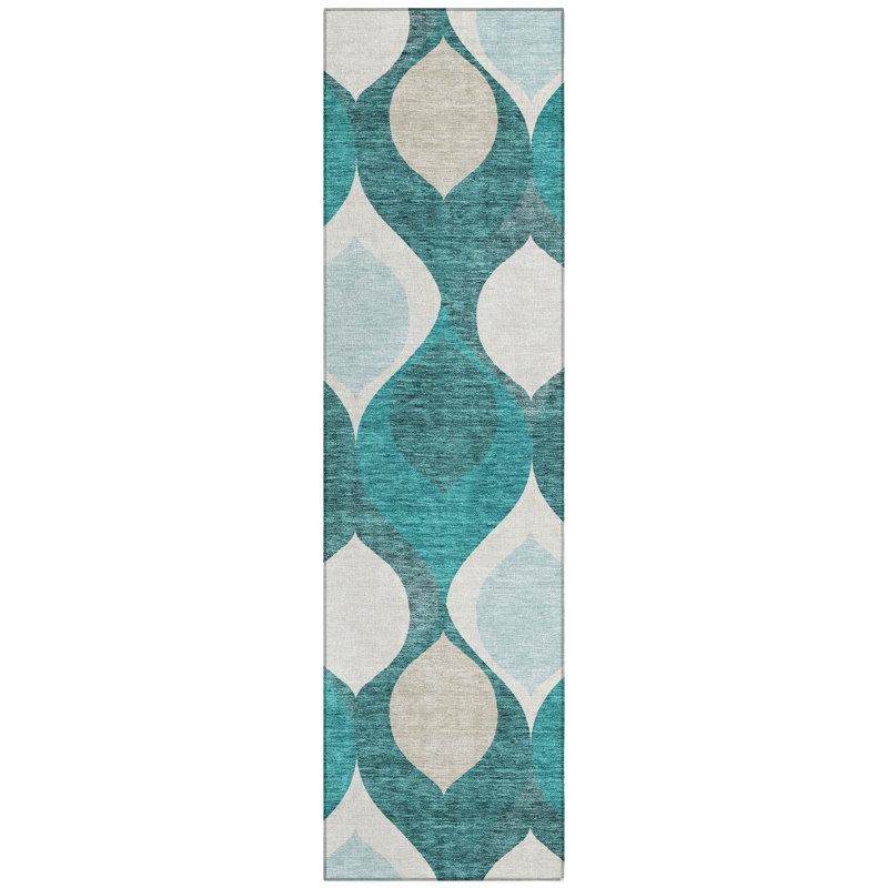 Washable Geometric Indoor / Outdoor Rug, Runner 2'3" x 7'6"