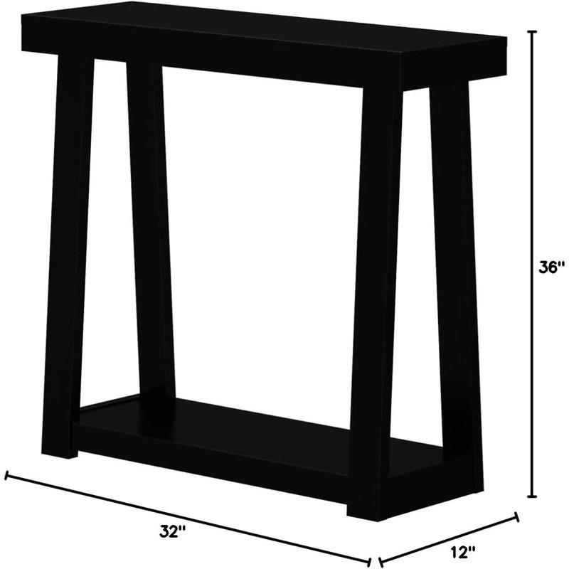 Beckett Solid Wood Console Table, Black, 32" H x 46.25" W x 12" D