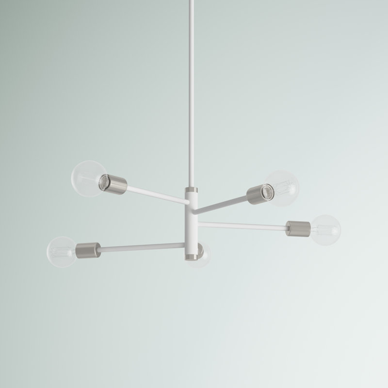 Luvonne 5 - Light Dimmable Sputnik Modern Linear Chandelier, White