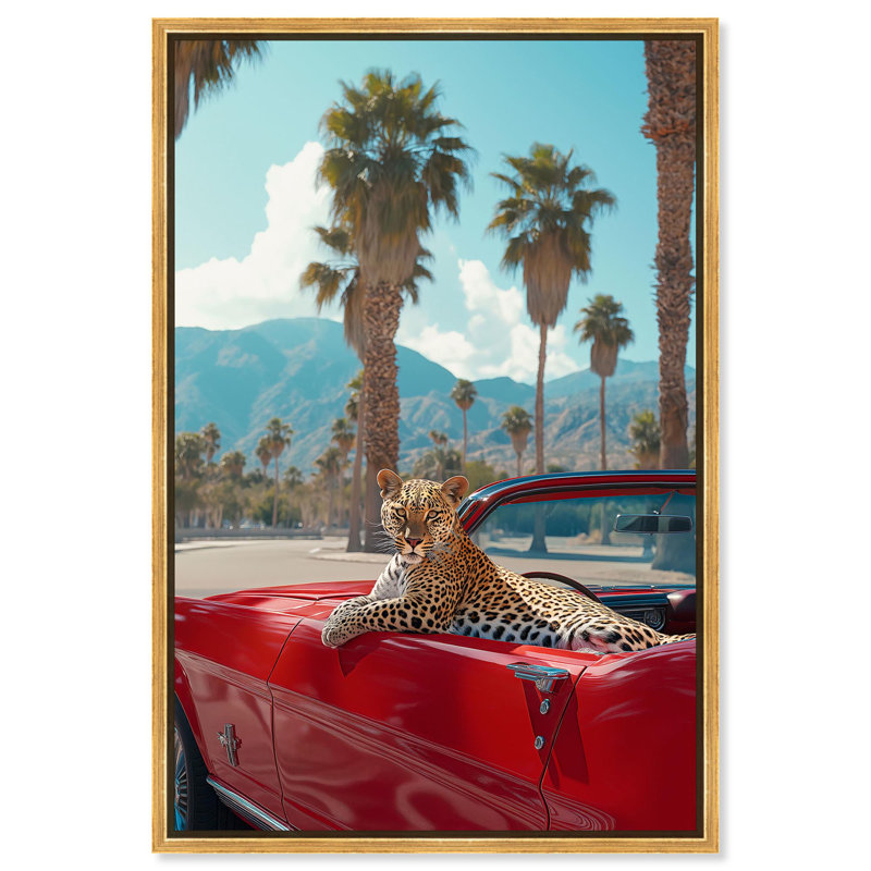 Art Remedy, toile d'art moderne tigre rouge, Mustang rouge rugissant II, Cadre flottant doré, H 16 po x l 11 po