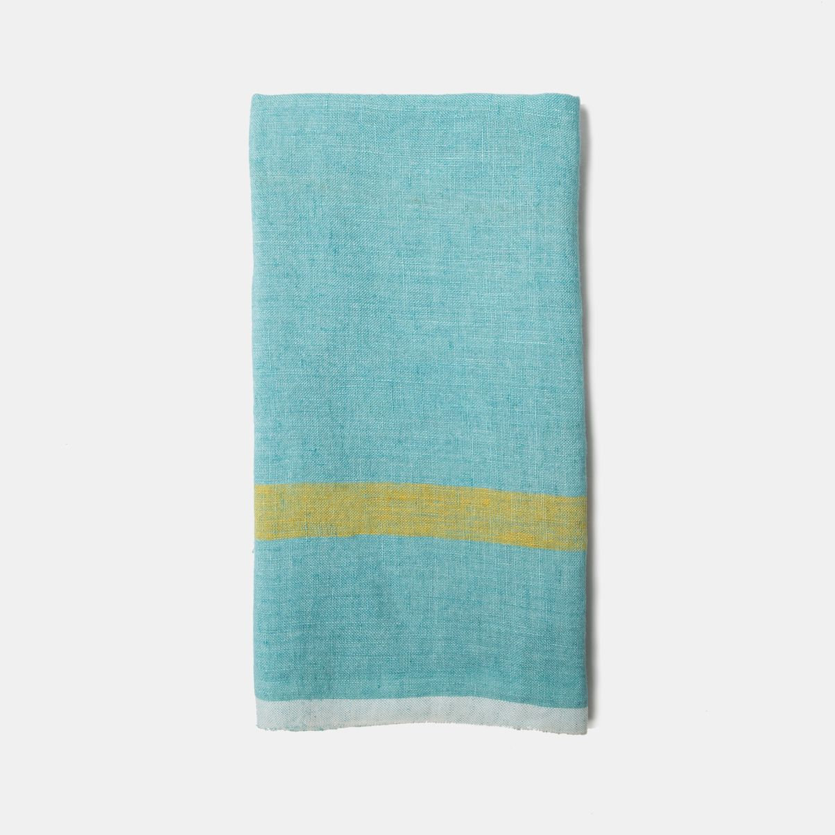 Stripe Tea Towel Kitchen Towel, Aqua/Lime