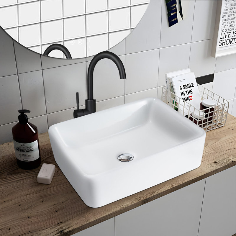 Belfry Bathroom 40mm L x 30mm W White Ceramic Rectangular Sink with Overflow
