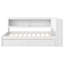 Lit de jour en bois pleine grandeur avec tablettes de rangement, USB et lumière DEL, 2 tiroirs - Blanc-1633708330