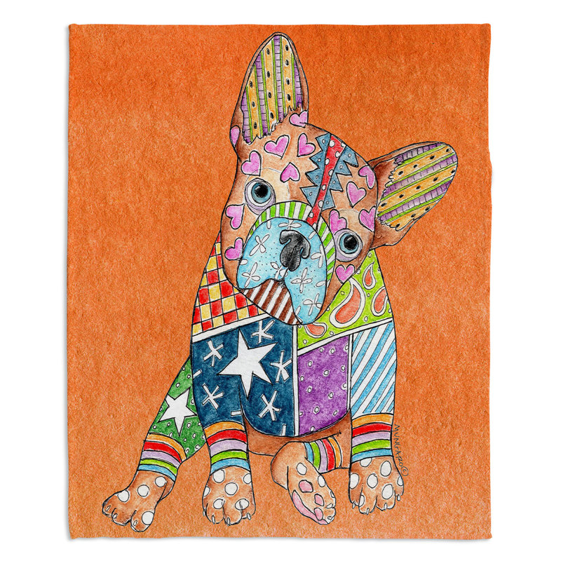  Couverture pour chien Schnauzer, 68 po x 80 po, Orange, Bouledogue français